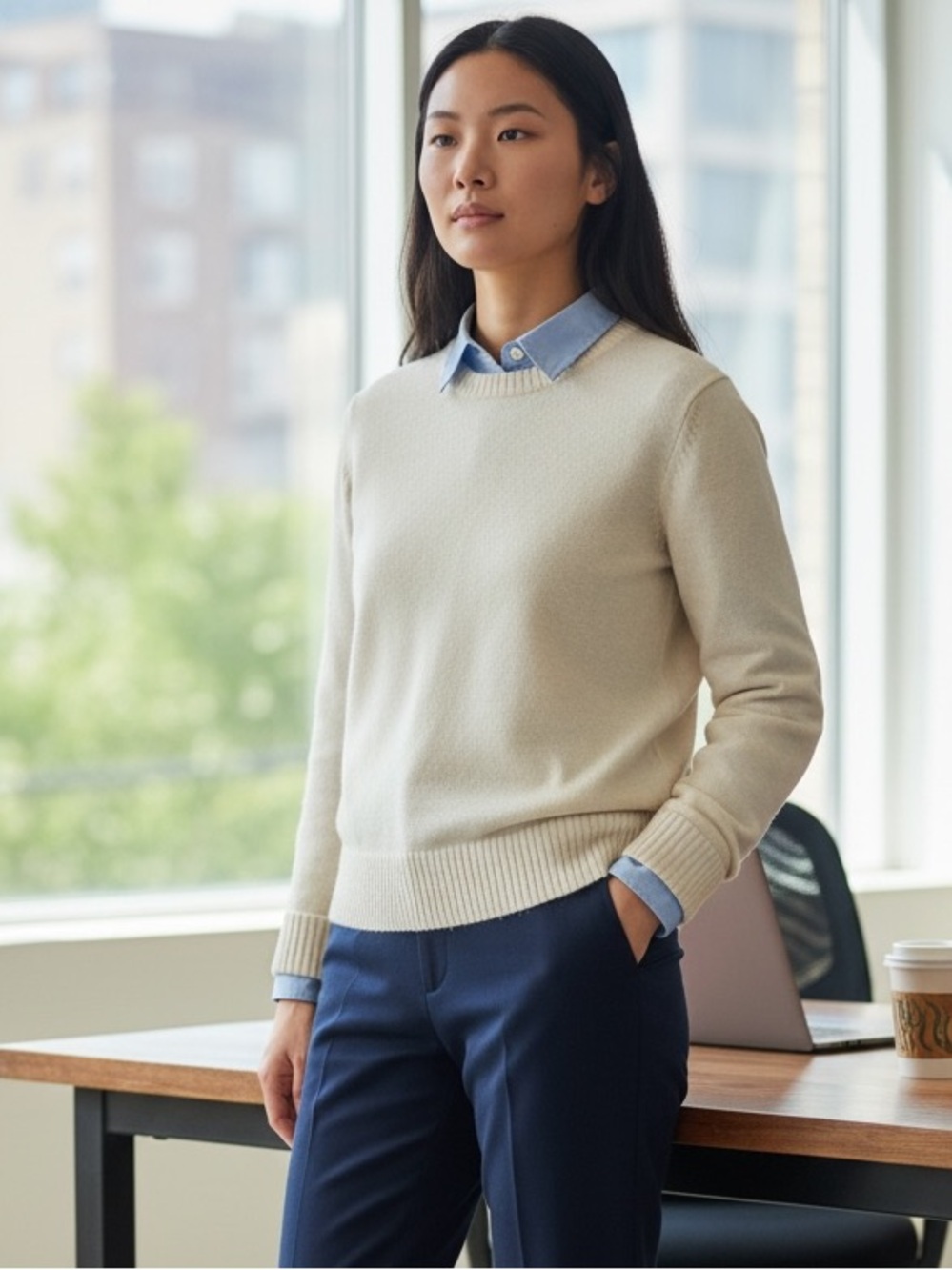 Banana Republic Off-White Crewneck Sweater